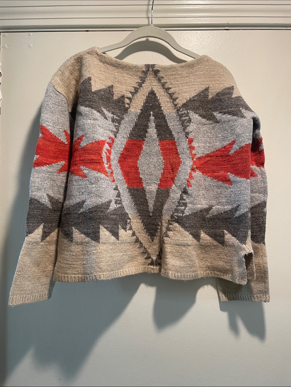 Lauren Ralph Lauren Vintage Geometric Crewneck Sweater in Red, Gray, Cream